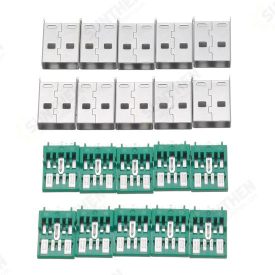 10PCS USB AM 3.0 Welding Plate Type High Current Male Short Body 17.0mm 5p Green Two-Piece Iron Shell High Current