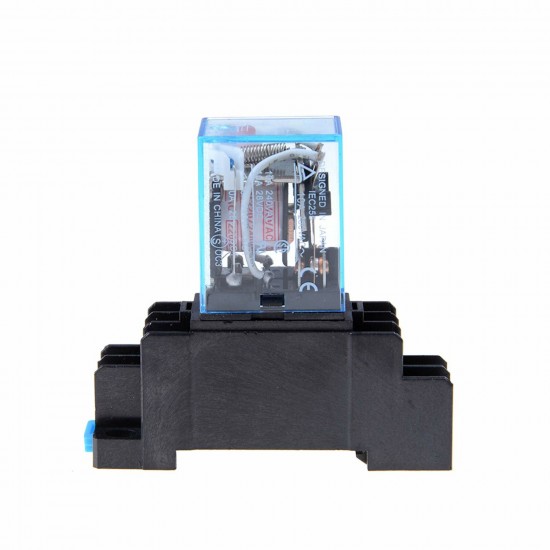 10Pcs LY2NJ Relay DC12V DC24V AC110V AC220V Small Relay 10A 8 Pins Coil DPDT With Socket Base