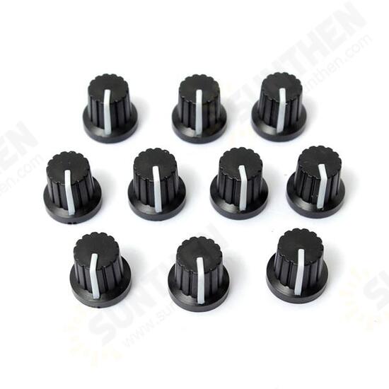 10pcs 6mm Shaft Hole Dia Plastic Threaded knurled Potentiometer Knobs Caps