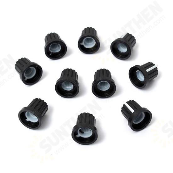 10pcs 6mm Shaft Hole Dia Plastic Threaded knurled Potentiometer Knobs Caps