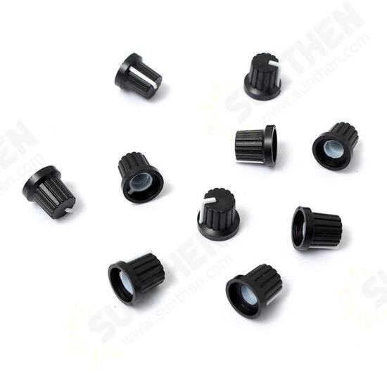 10pcs 6mm Shaft Hole Dia Plastic Threaded knurled Potentiometer Knobs Caps