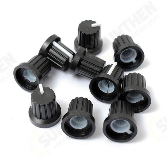 10pcs 6mm Shaft Hole Dia Plastic Threaded knurled Potentiometer Knobs Caps