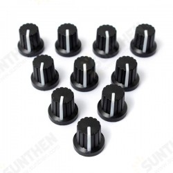 10pcs 6mm Shaft Hole Dia Plastic Threaded knurled Potentiometer Knobs Caps 10pcs 6mm Shaft Hole Dia Plastic Threaded knurled Potentiometer Knobs Caps