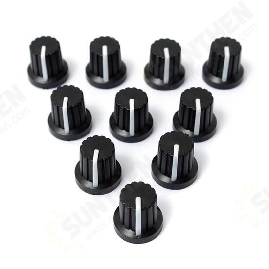 10pcs 6mm Shaft Hole Dia Plastic Threaded knurled Potentiometer Knobs Caps