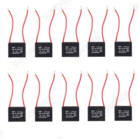 10pcs CBB61 450V 2.5uf Starting Capacitance AC Fan Capacitor CBB Motor Run Capacitor 450V 2.5MF