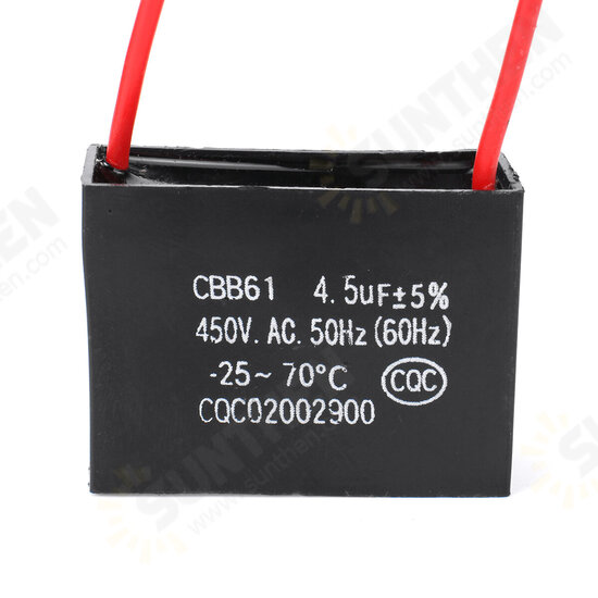 10pcs CBB61 450V 4.5uf Starting Capacitance AC Fan Capacitor CBB Motor Run Capacitor 450V 4.5MF