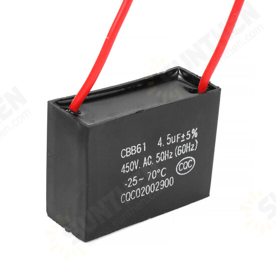 10pcs CBB61 450V 4.5uf Starting Capacitance AC Fan Capacitor CBB Motor Run Capacitor 450V 4.5MF