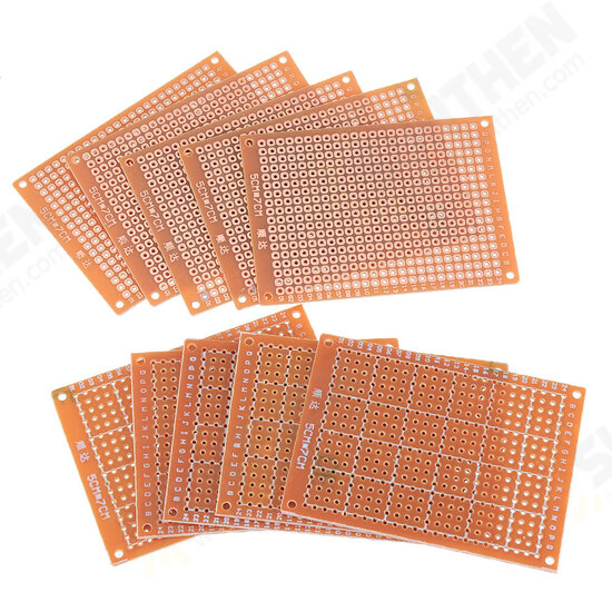 10pcs Universal PCB Board 5x7cm 2.54mm Hole Pitch DIY Prototype Paper Printed Circuit Board Panel Single Sided Board