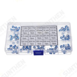 150pcs 15 Values 10 Each Trimming Potentiometer RM-065 Adjustment 100ohm-1M RM065 Variable Resistors Assorted Kit 150pcs 15 Values 10 Each Trimming Potentiometer RM-065 Adjustment 100ohm-1M RM065 Variable Resistors Assorted Kit