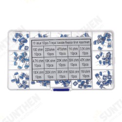 150pcs 15 Values 10 Each Trimming Potentiometer RM-065 Adjustment 100ohm-1M RM065 Variable Resistors Assorted Kit 150pcs 15 Values 10 Each Trimming Potentiometer RM-065 Adjustment 100ohm-1M RM065 Variable Resistors Assorted Kit