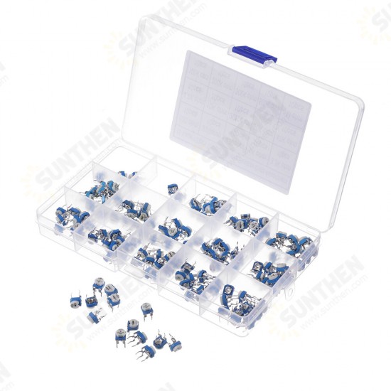 150pcs 15 Values 10 Each Trimming Potentiometer RM-065 Adjustment 100ohm-1M RM065 Variable Resistors Assorted Kit