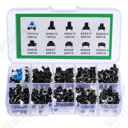 180Pcs 10 Values Tactile Push Button Switch Mini Momentary Tact Assortment Kit DIY 180Pcs 10 Values Tactile Push Button Switch Mini Momentary Tact Assortment Kit DIY
