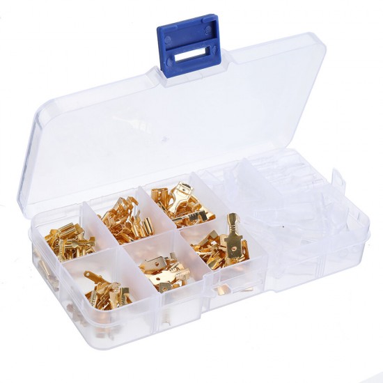 180Pcs Quick Splice 2.8mm 4.8mm 6.3mm Male and Female Wire Spade Connector Wire Crimp Terminal Block with Insulating Assortment