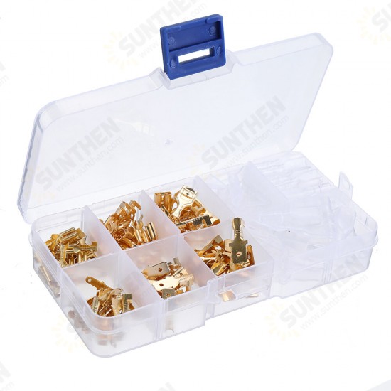 180Pcs Quick Splice 2.8mm 4.8mm 6.3mm Male and Female Wire Spade Connector Wire Crimp Terminal Block with Insulating Assortment