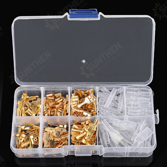 180Pcs Quick Splice 2.8mm 4.8mm 6.3mm Male and Female Wire Spade Connector Wire Crimp Terminal Block with Insulating Assortment