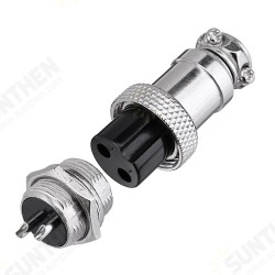 1Set GX16-2 Pin Male And Female Diameter 16mm Wire Panel Connector GX16 Circular Aviation Connector Socket Plug 1Set GX16-2 Pin Male And Female Diameter 16mm Wire Panel Connector GX16 Circular Aviation Connector Socket Plug