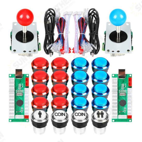 2 Player LED Arcade DIY Kits USB Encoder to PC Joystick + led Arcade Buttons Switch for Raspberry Pi 4 Model Project