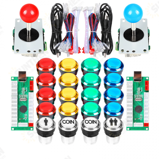 2 Player LED Arcade DIY Kits USB Encoder to PC Joystick + led Arcade Buttons Switch for Raspberry Pi 4 Model Project