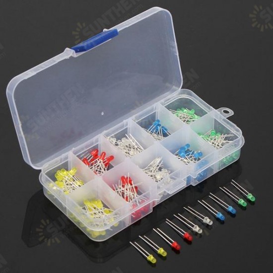 200Pcs 3MM LED Light Assorted Kit Red Green Blue Yellow White DIY LEDs Set 200Pcs 3MM LED Light Assorted Kit Red Green Blue Yellow White DIY LEDs Set