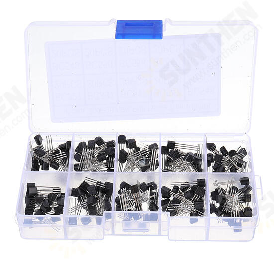 200pcs 10 Values 20 Each TO-92 Transistor Assortment Assorted Kit BC327 BC337 BC517 BC547 BC548 BC549 BC550 BC556 BC557 BC558