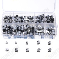 200pcs 10 Values SMD Electrolytic Capacitor Assorted Kit 10V-50V 1uF-470uF With Storage Box