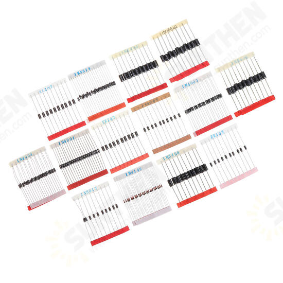 200pcs Fast Switching Schottky Diode Assorted Kit 1N4001 1N4004 1N4007 1N5408 UF4007 FR207 1N5817 1N5819 1N5822 1N4148 RL207