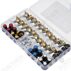 20PCS Single Potentiometer B5k/10k/20k/50k/100k Black White Blue Red And Yellow Knob Cap Set Boxed Knurled Shaft Linear Rotary Taper Potentiometer 20PCS Single Potentiometer B5k/10k/20k/50k/100k Black White Blue Red And Yellow Knob Cap Set Boxed Knurled Shaft Linear Rotary Taper Potentiometer