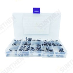 215pcs/Box 15 Types 0.1MF 50V 5*11 - 470MF 16V DIY In-Line Electrolytic Capacitor Combination Set 0.1uf - 470uf 215pcs/Box 15 Types 0.1MF 50V 5*11 - 470MF 16V DIY In-Line Electrolytic Capacitor Combination Set 0.1uf - 470uf