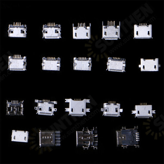 240PCS 24 Models Micro USB Connector Socket Jack USB Interface Connection Set Kit