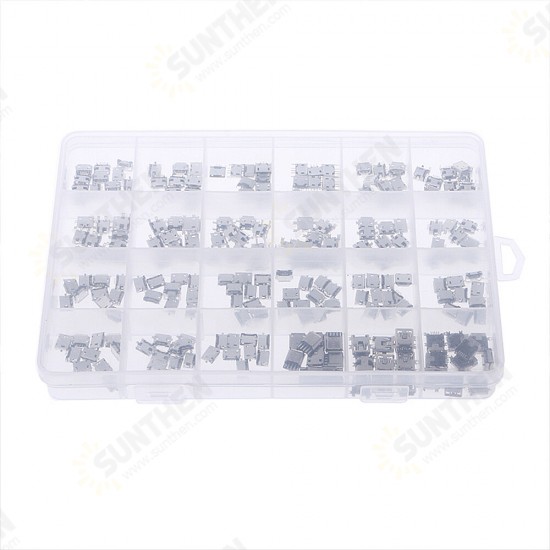 240PCS 24 Models Micro USB Connector Socket Jack USB Interface Connection Set Kit