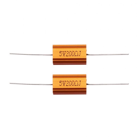 2pcs RX24 5W 200R 200RJ Metal Aluminum Case High Power Resistor Golden Metal Shell Case Heatsink Resistance Resistor