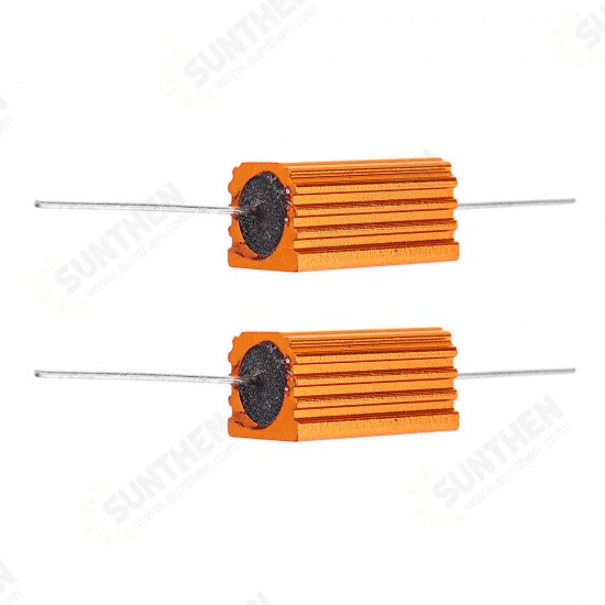 2pcs RX24 5W 200R 200RJ Metal Aluminum Case High Power Resistor Golden Metal Shell Case Heatsink Resistance Resistor