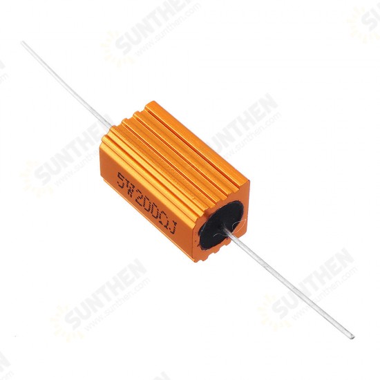 2pcs RX24 5W 200R 200RJ Metal Aluminum Case High Power Resistor Golden Metal Shell Case Heatsink Resistance Resistor 2pcs RX24 5W 200R 200RJ Metal Aluminum Case High Power Resistor Golden Metal Shell Case Heatsink Resistance Resistor