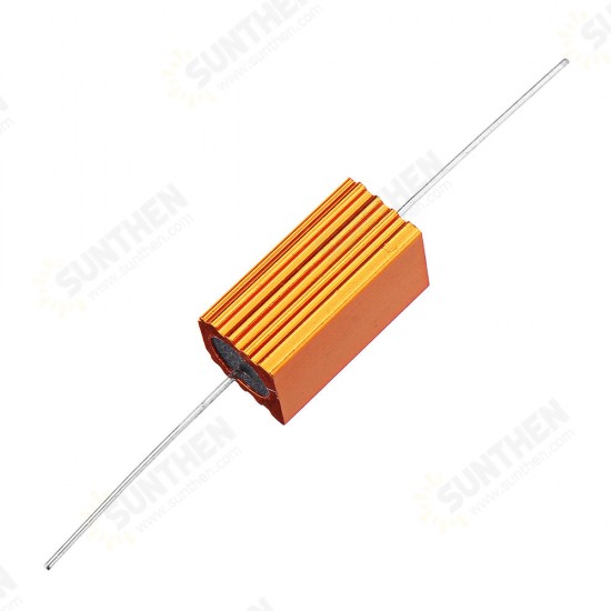 2pcs RX24 5W 200R 200RJ Metal Aluminum Case High Power Resistor Golden Metal Shell Case Heatsink Resistance Resistor