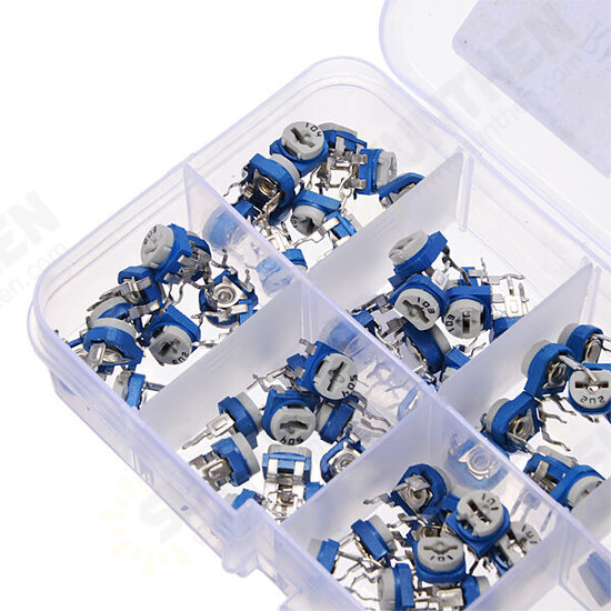 3 x 100pcs RM065 Horizontal Trimpot Potentiometer Assortment Kit With Storage Box