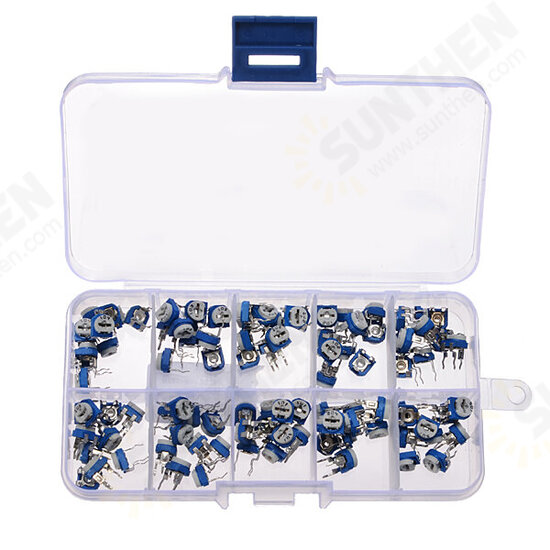 3 x 100pcs RM065 Horizontal Trimpot Potentiometer Assortment Kit With Storage Box