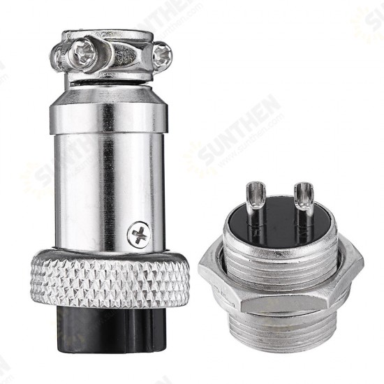 3pcs GX16-2 Pin Male And Female Diameter 16mm Wire Panel Connector GX16 Circular Aviation Connector Socket Plug