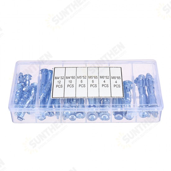 42Pcs M4*32-M6*65 Expansion Bolt Gypsum Board Expansion Screw Combination Kit