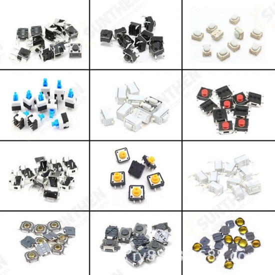 460PCS Tact Switch Push Button Switch Micro Switch For Car Remot/TV/Toys/Home Use Button Caps Kit