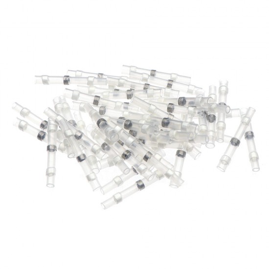 50PCS Solder Seal Wire Connectors Waterproof Heat Shrink Butt Connectors Electrical Wire Terminals Insulated Butt Splices
