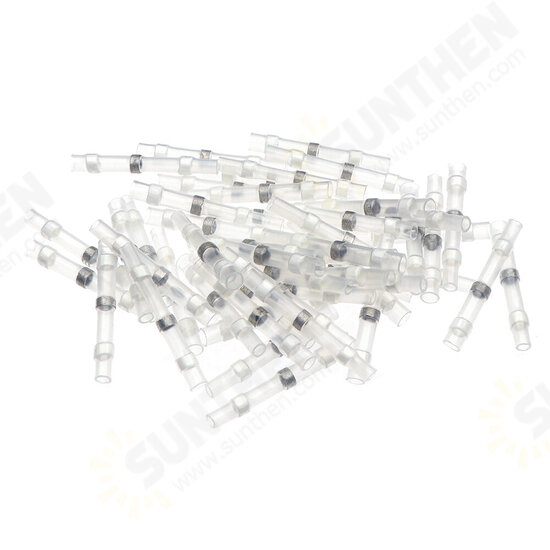 50PCS Solder Seal Wire Connectors Waterproof Heat Shrink Butt Connectors Electrical Wire Terminals Insulated Butt Splices