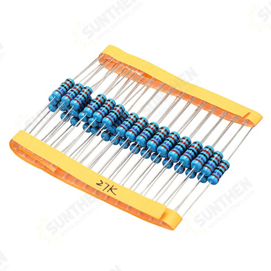 50pcs 1W 27KR Metal Film Resistor 1% 27K ohm Resistance