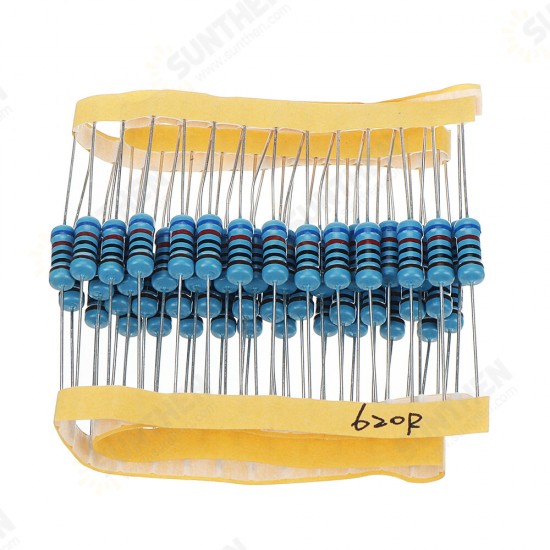 50pcs 1W 620R Metal Film Resistor 1% 620 ohm Resistance