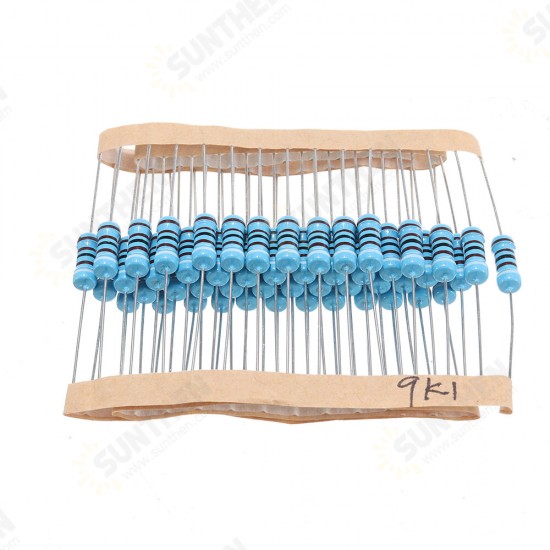 50pcs 1W 9.1KR Metal Film Resistor 1% 9.1K ohm Resistance
