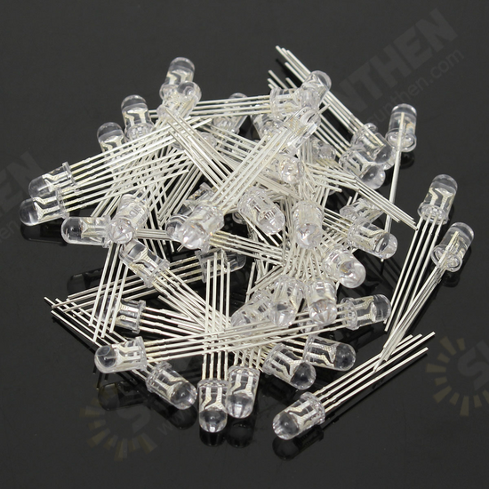 50pcs 5mm Full-color LED RGB Common Anode Four Feet Transparent Highlight Color Light 5mm Diode Colorful