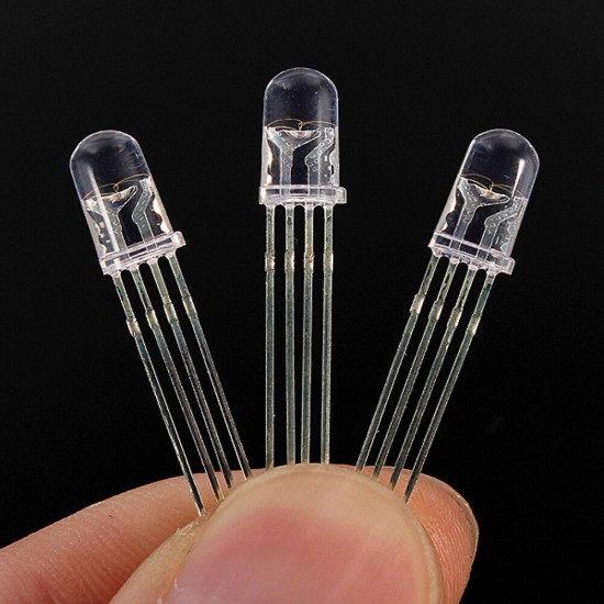 50pcs 5mm Full-color LED RGB Common Anode Four Feet Transparent Highlight Color Light 5mm Diode Colorful