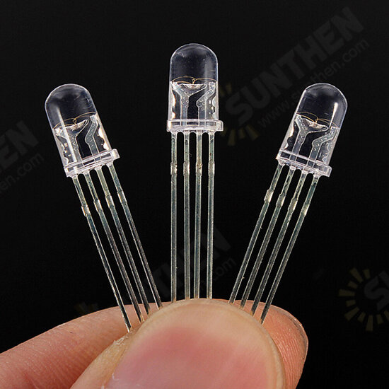 50pcs 5mm Full-color LED RGB Common Anode Four Feet Transparent Highlight Color Light 5mm Diode Colorful