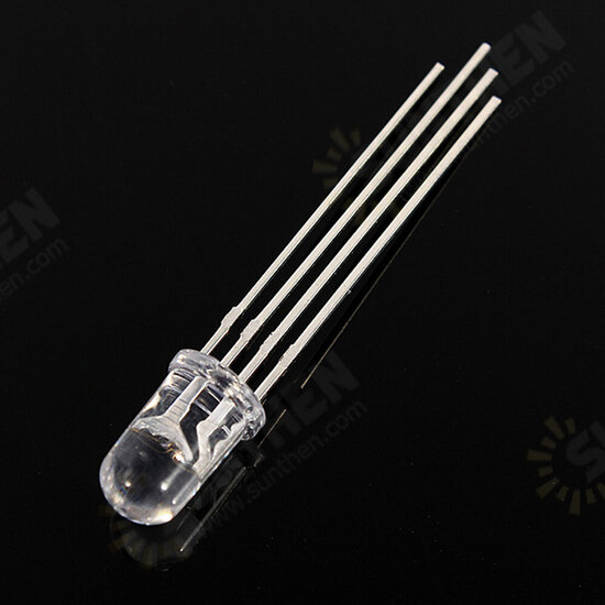 50pcs 5mm Full-color LED RGB Common Anode Four Feet Transparent Highlight Color Light 5mm Diode Colorful