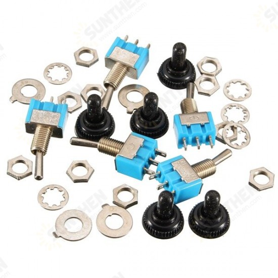5Pcs 125V 6A ON/ON 3 Pin SPDT Toggle Switch With Waterproof Cover Cap 5Pcs 125V 6A ON/ON 3 Pin SPDT Toggle Switch With Waterproof Cover Cap
