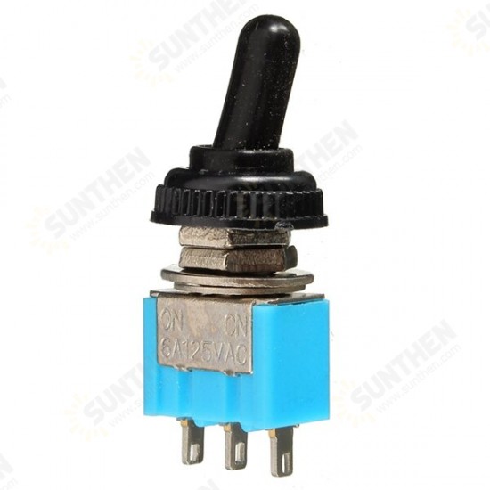 5Pcs 125V 6A ON/ON 3 Pin SPDT Toggle Switch With Waterproof Cover Cap 5Pcs 125V 6A ON/ON 3 Pin SPDT Toggle Switch With Waterproof Cover Cap